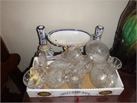Lot #100 Glassware lot to include vases, deca