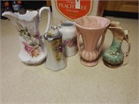 Lot #19 McCoy handled urn, McCoy vase, hand p