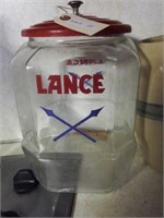 Lot #22 Vintage Lance snack jar with metal li
