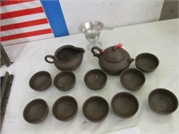 Oriental Teapot W/ Cups, Strainer, & Creamer
