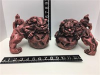 Red soapstone Phoo Dogs
