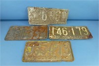 4 Wisconsin License Plates from the 1930's