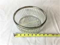 Crystal bowl with silverplate rim