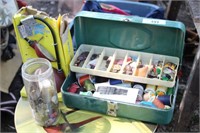 Vintage Tackle Box with Sewing Items &