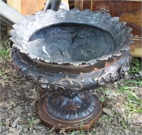 Heavy Metal Planter with Lion Heads