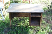 Vintage Metal School Desk with Wood Top