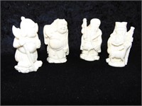 4 Small White Oriental Figurines