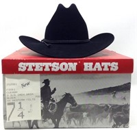 Stetson Black Cowboy Hat 7.25 & Lariat