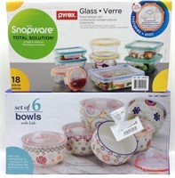 Snapware Glass Containers & (6) Bowl Set
