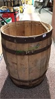 Antique wooden barrel with metal straps,  15