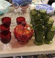 Set of a green Tumblers, for ruby wine glasses,