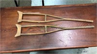 Antique child's crutches all wood construction,