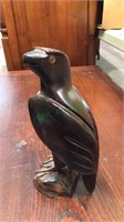 Carved wood Maltese falcon, about 10 inches tall,