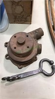 Wrought iron tool, antique water pump, (834)