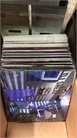 Box of record albums including blue funk files,