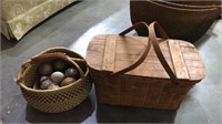 Nice picnic basket, woven hemp basket and a