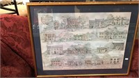 Framed and matted Winchester buildings print,