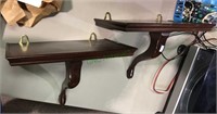 Pair of mahogany wall shelves, with Cabriole legs,