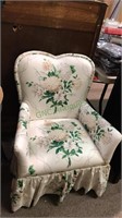 White floral pattern ladies chair, 26 inches