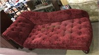 Read fainting couch with bun feet, 76 inches long