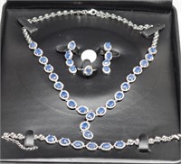 Sterling silver sapphire necklace, bracelet and