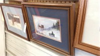 Framed picture w/ horse and buggy and amish family