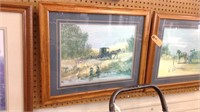 Framed picture w/ horse & buggy & young amish boys