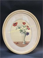 Framed & Matted Flowers & Vase