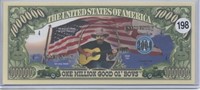 USA Country Music One Million Good Ol' Boys Note