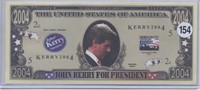 2004 John Kerry For President Novelty Note