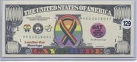 Gay Pride One Million Dollar Novelty Note
