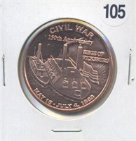 Civil War Siege of Vicksburg One Ounce .999 Copper