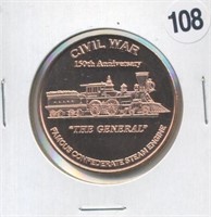 Civil War "The General" One Ounce .999 Copper Roun