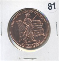 Second Amendment Patriotism One Ounce .999 Copper