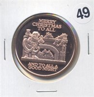 Merry Christmas Style One Ounce .999 Copper Round