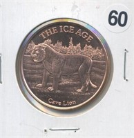 The Ice Age Cave Lion One Ounce .999 Copper Round