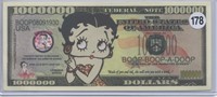 Betty Boop One Million Dollar Novelty Note