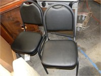 2 Black, Metal Framed Chairs w/ Cushions