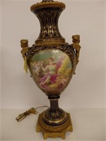 Monumental Sevres Style Porcelain Lamp