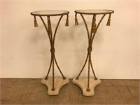 Pair of Glass and Brass Stands