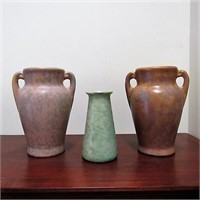 3 Pcs Early Brush McCoy Art Pottery Vases