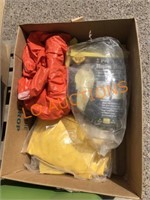 Pallet- Box of RainCoats, Tub of Misc