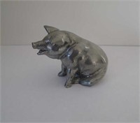 Silver metal figure of a pig 6.5cm