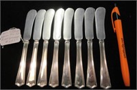 8 solid sterling butter knives - 7.36 tr.oz
