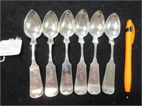6 antique sterling spoons - 3.55 tr.oz  - dohme