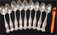 9 towle sterling canterbury spoons - 6.46 tr.oz