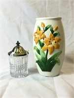 Ceramic jar and vintage sugar jar