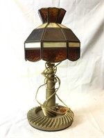 Stained glass and brass Tiffany style lamp