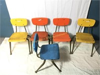 5 vintage children's chairs