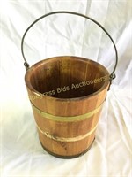 Wood bucket with brass and handle